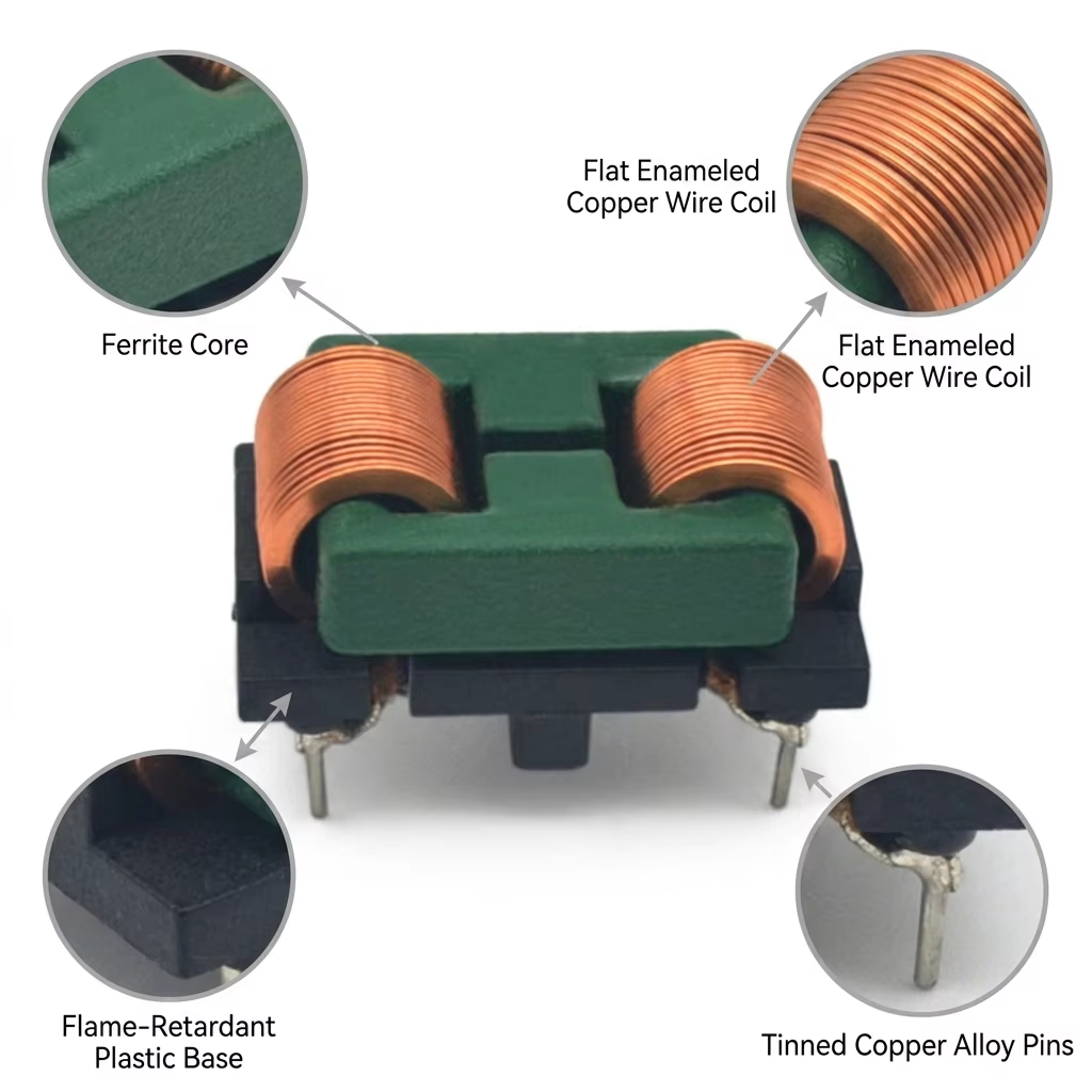 Low Loss Ferrite SQ Common Mode Inductor for Reliable Signal Noise Filtering