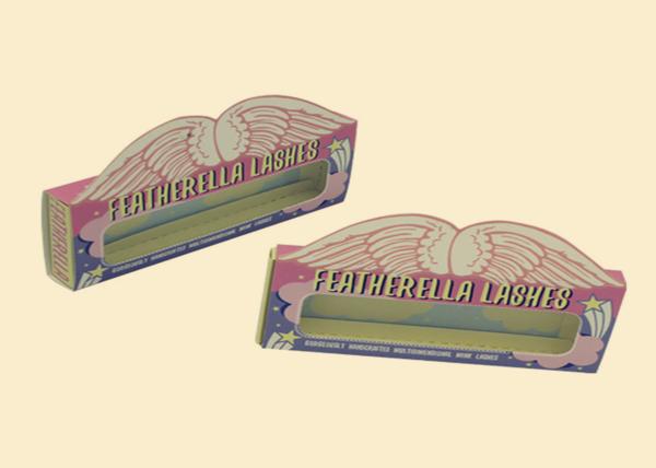 Pink Coloured Cardboard Boxes With Lids Clear Window False Eyelashes Packaging