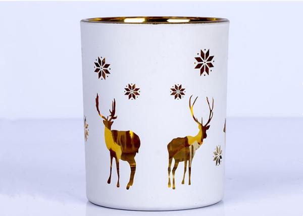 Carved Gold Ancient Castle Christmas Glass Candle Jar For Home Decoration