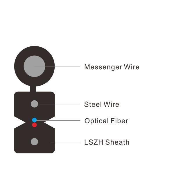 Self Supporting Steel Wire 2F G657A Outdoor FTTH Drop Cable