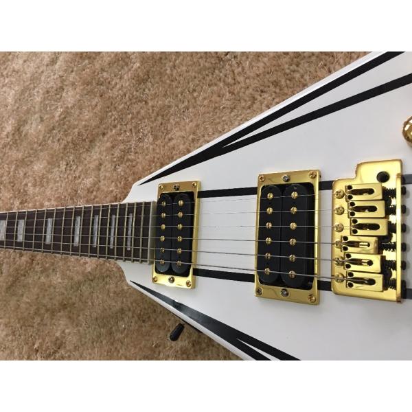 jackson custom guitar White color Golden hardwares Blocks inlay on rosewood fingerboard flying v electric guitar 6 strin