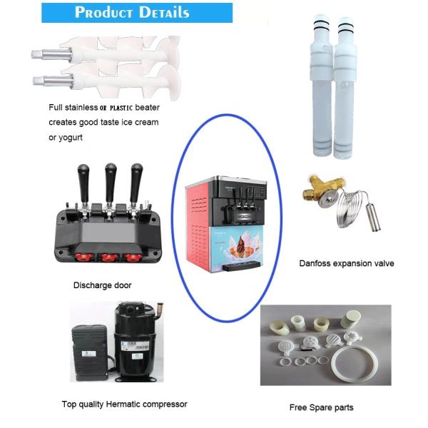 20-28L/h Commercial Soft Serve Ice Cream Making Machine Fully Automatic R22/R410A/R404A Refrigerating for Coffee Shop