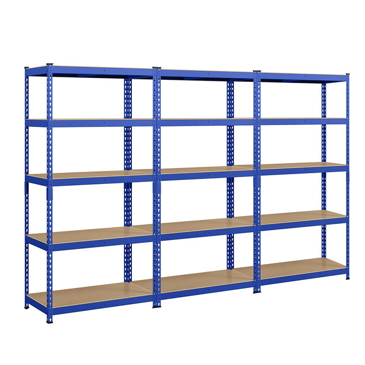 Stocked 5-Tier Industrial Metal Light Duty Rack Steel Boltless Rivet Shelving for Warehouse