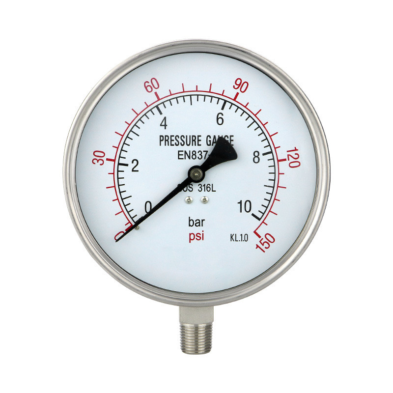 Customized OEM Support Y160BF 150mm 304ss High Pressure Gauges for Oxygen Gas Liquid Oil