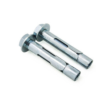 Custom Yellow zinc Plated Carbon Steel M10 Expansion Anchor hex Bolt with flat washer For Concrete / Brick