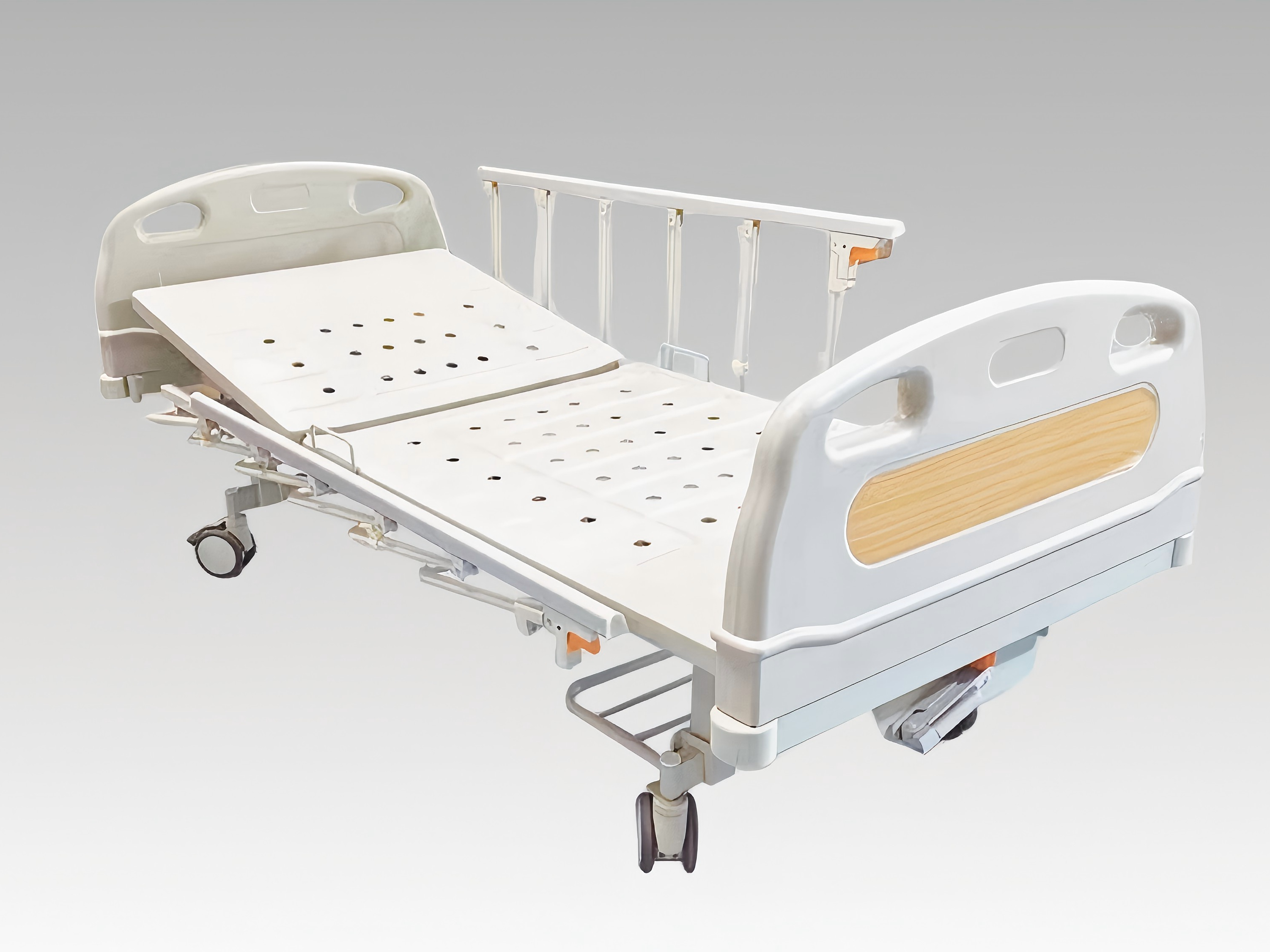Single-Crank Manual Nursing Bed with 75° Backrest 250kg Capacity - B3-1