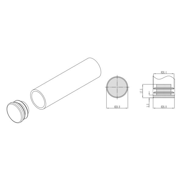 DY-01 Endcap For 0.8-1.2mm Thickness Lean Pipe Tubes