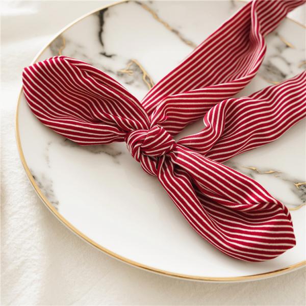 Wire rabbit ears pinstripe elastic unique hair bands women's updo knot headband accessories wholesale