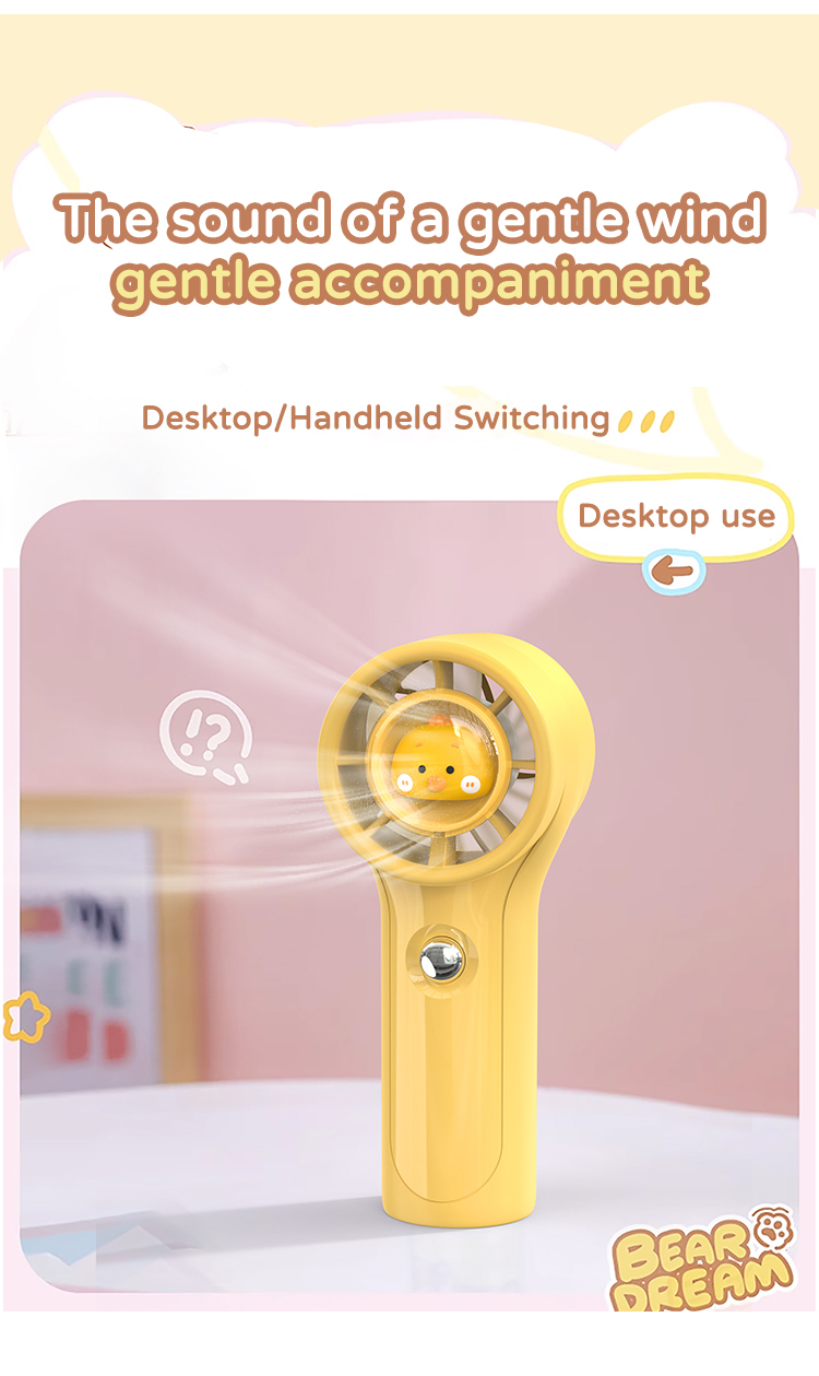 Rechargeable Kids-Safe Design Quiet Cute Cartoon Pig/Cat/Chicken Kids Handheld Fan with 1200mAh Battery