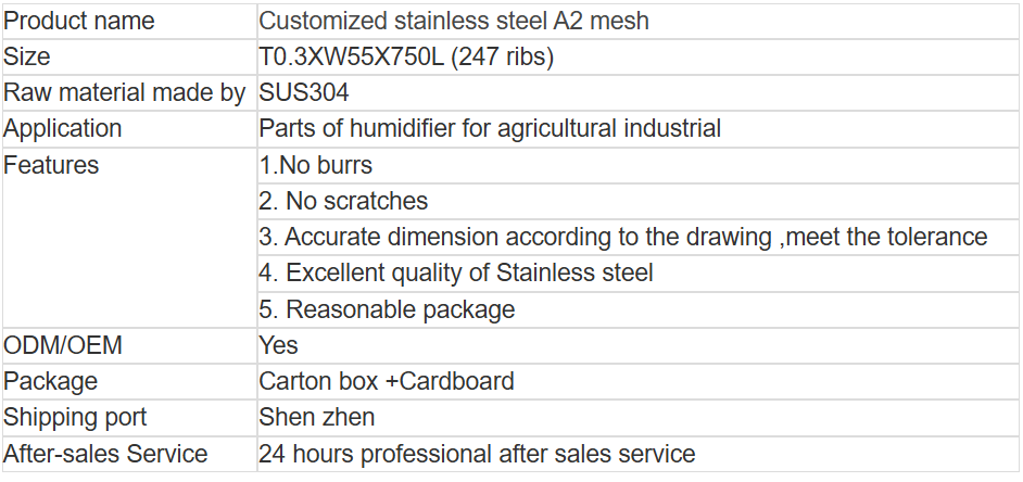 Customized stainless steel A2 mesh