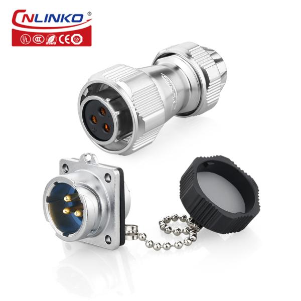 CNLINKO M20 Waterproof Circular Connector 12v Battery Plug Socket 3 Pin Connector