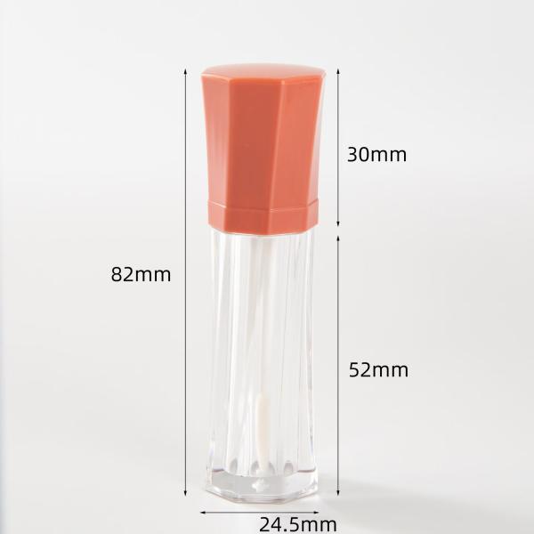 Varios colores octagonal portátil plástico tubo de esmalte labial de forma redonda en aluminio / material plástico