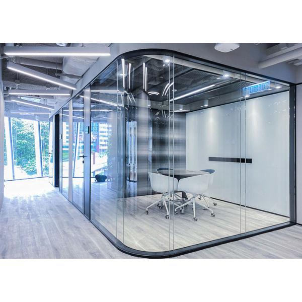 Full View 108mm Aluminum Frame 12mm+12mm Glass Partition Wall With  Special Adhesive Tape