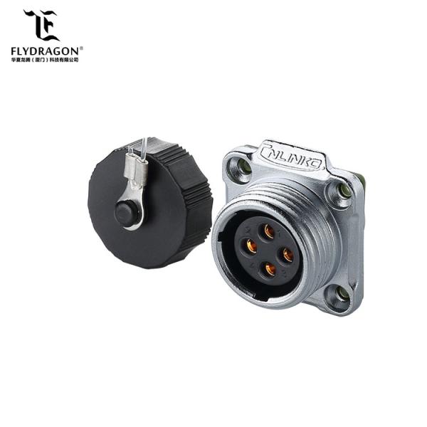 IP67 4 Pin Plug Approved 20A Screw Fixed Electric Current Metal Underwater Connector