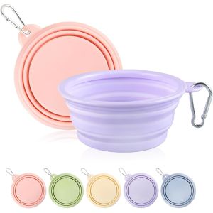 Food Grade Silicone Portable Pet Bowls, Foldable Collapsible Dog Cat Feeding