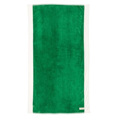 Luxury Resort Beach Towel with Green Stripes - Oversized 600gsm Premium Cotton Towel for Five-Star Experience