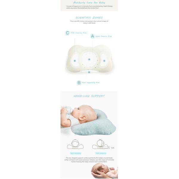 Flat Head Protective Baby Memory Foam Pillow 150D Density Customized Color