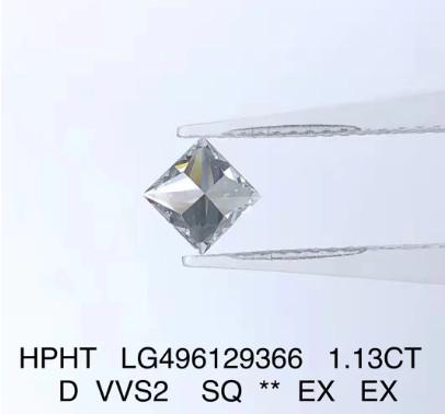 Princesa sintética CVD Hpht Diamantes cultivados em laboratório 1,13 Ct D Cor VVS2 EX