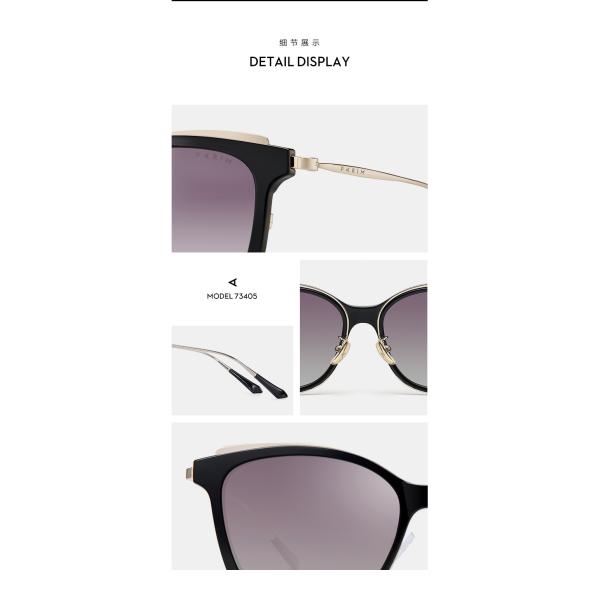 Metal PEI Mixture Frame Ladies Polarized Sunglasses Fashionable Cat Eye TAC Lens Eyeglass
