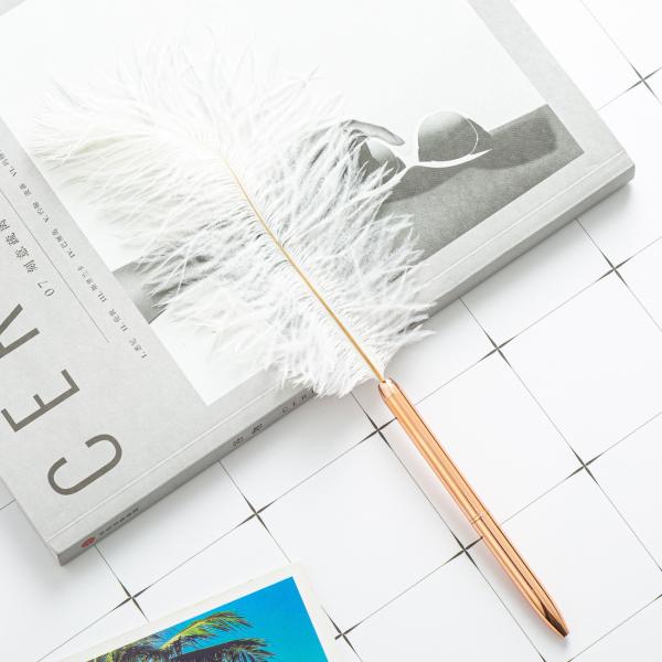 Colorful Feather Ball Point Pen Metal Creative Gift Ballpoint Pens For Office School