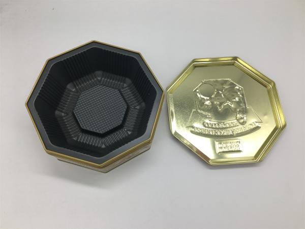 Full 3D Embossed Octagon Custom Candy Tins / Metal Tin Box With Food Grade Tray