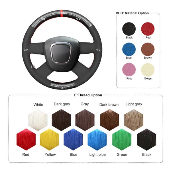 Audi Q5 Q7 A3 8P Sportback A4 B8 B7 A6 C6 Avant 4-Spoke Carbon Steering Wheel Cover