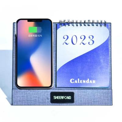 2023 calendário de mesa personalizado de 2024 Desktop carregador sem fio