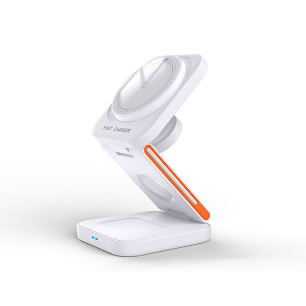 Folding Phone Watch Earbud Charger 3 In 1 Magnetic Wireless Desk Stand Charger