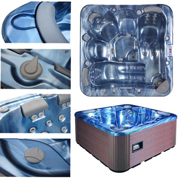 Acrylic square whirlpool massage bathtub outdoor hydro hot tub, 2100 * 2100 * 920mm H