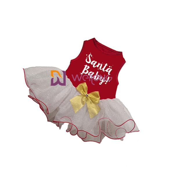 Glitter Tulle Skirt Pet Dress Custom Rubber Print Dog Princess Dress