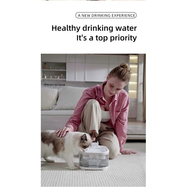 Eco-Friendly Large Capacity Wireless Smart Pet Water Fountain with 304 Stainless Steel & PC Automatic for Cats & Dogs Indoor Use