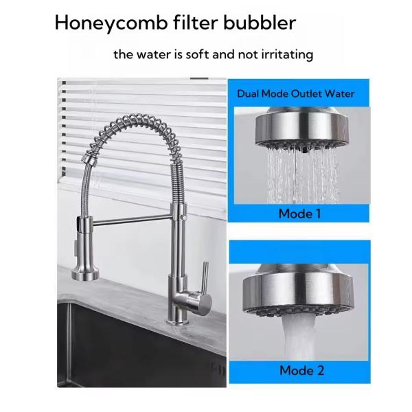 2024 Lizhen Commercial Kitchen Faucet Sturdy Brass Spring Pull-Down Tap in Matte Black