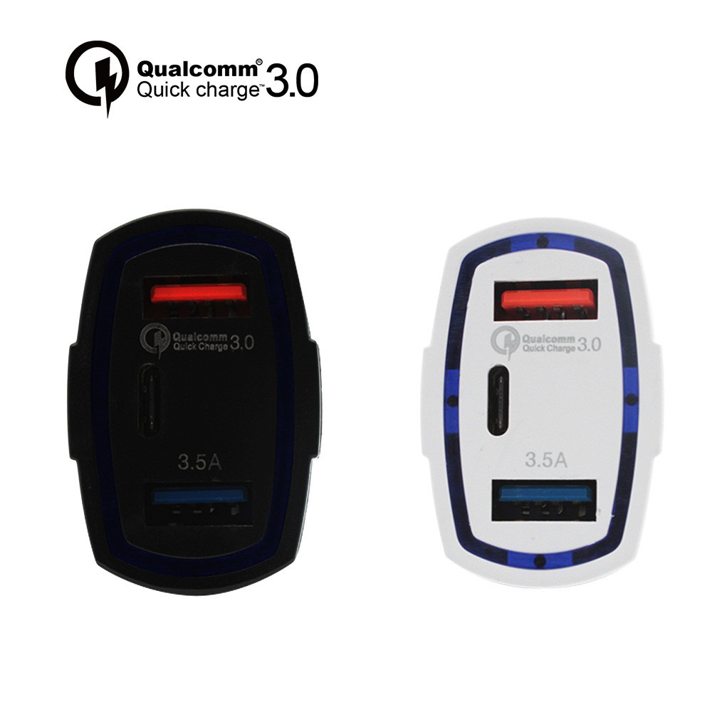 Тип c быстрого заряжателя автомобиля QC 3,0 USB обязанности автоматического двойного портативный