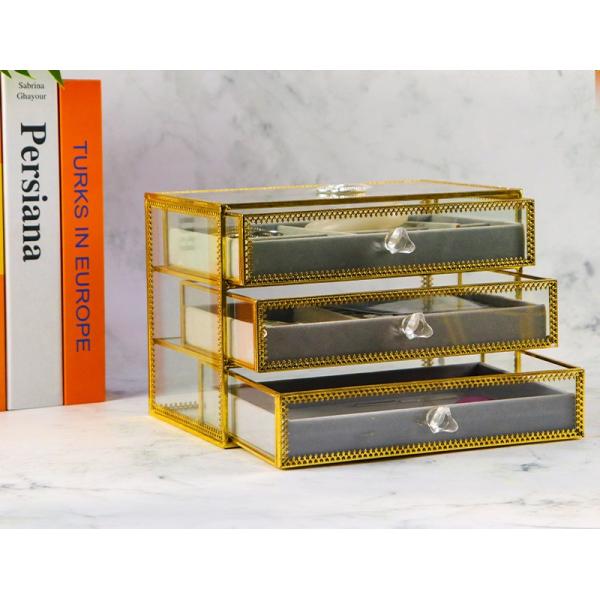 3-layer Drawer jewelry Box Earring ring Multifunctional gift ornaments display box Glass storage box Wholesale