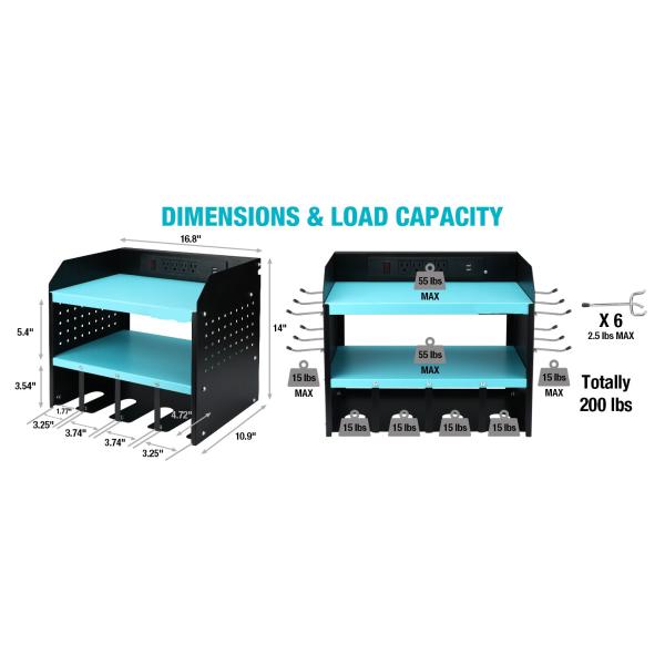 Cordless Drill Tool Holder Wall Mounted Pegboard Storage Rack for Workshop Garage