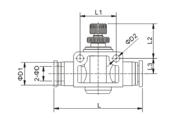 Rotatable Pneumatic Tube Fittings Gray Plastic Body NSF Brass Throttle Valve Straight