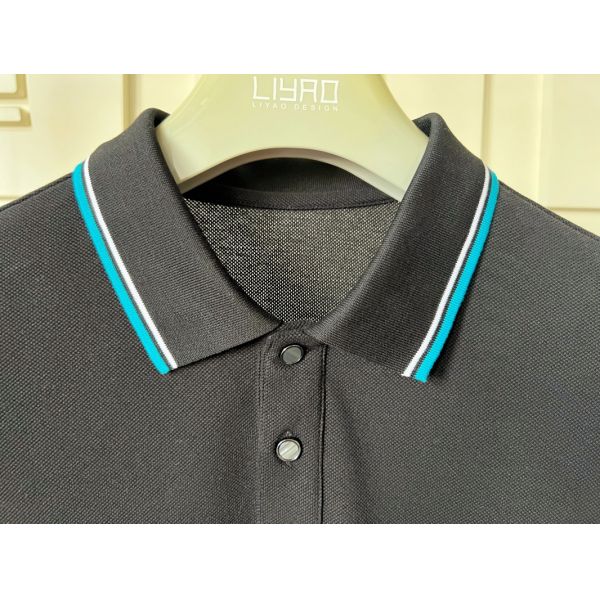 Men's Polo Shirts with Contrast Trim & Textured Design 100% Cotton Piqué High Quality T-Shirt Factory Men Polo T-shirt