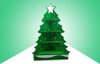 L'affichage vert de palette de carton d'arbre de Noël pour favoriser des jouets, observent la conception contagieuse