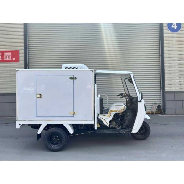 Gasoline Refrigerator Tricycle Three Wheeler 300cc Water Cooled Engine With DC Refrigeration Powered By 48V58Ah Battery And Full Floating Rear Axle For Street Vendors‌ Q3 Upgraded