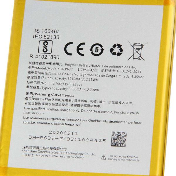 BLP637 HTC Cell Phone Batteries 3300mAh Oneplus 5 5T Battery Replacement 3.85V