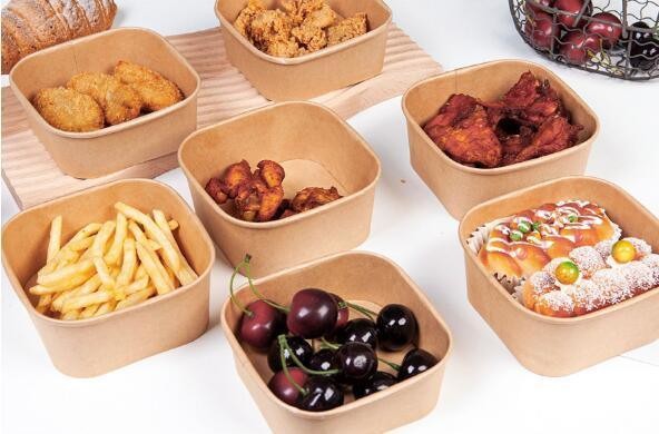 Customized Request 900 Ml Eco-Friendly Disposable Lunch Box Kraft Paper Box with Lid
