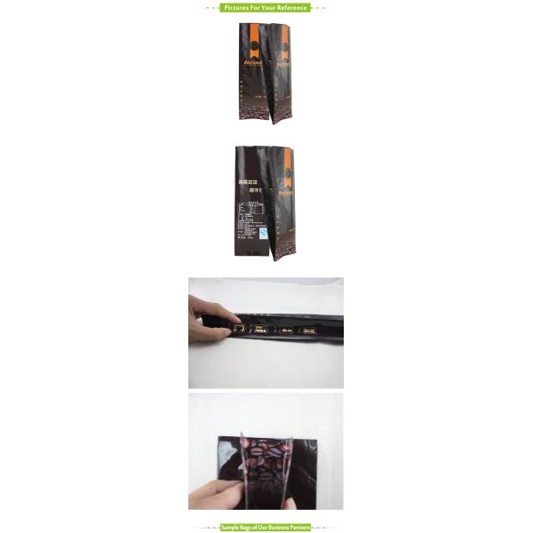 Customized Tin Tie Coffee Bean Packaging Bags , Aluminum Foil Side Gusset Stand Up Pouch With zipper