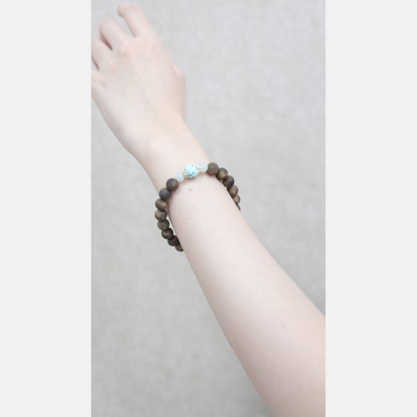Turquoise Jade Agarwood Bracelet Dark Brown Tenth Grade