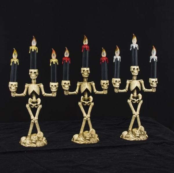 Resin Halloween Skull Candle Holder for Table Halloween Candlestick Holders Ornament for Halloween Party