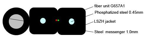 2*5mm Fiber Optic Drop Cable G652D G657A Outdoor Flat Cable