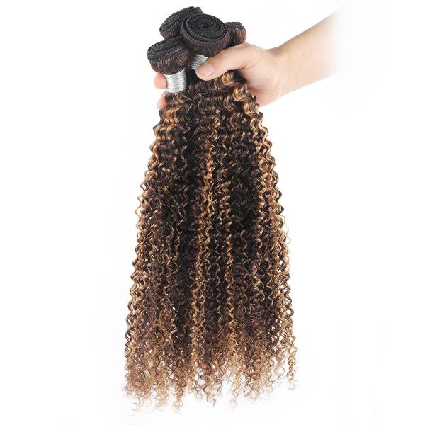 #P4/27 Kinky Curly Remy Human Hair Bundles Sew In Weave Bundles Brazilian Bundle Deals