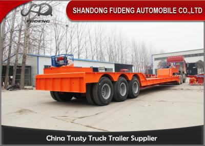Detachable Gooseneck Lowboy Semi Trailer , Three Axle Low Bed Truck Trailer
