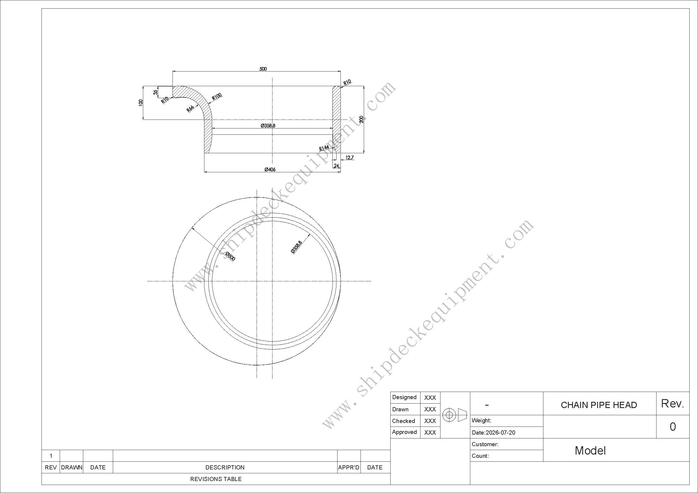 Marine Spurling Pipe with Cast Steel Chain Guide Mouth or Welded Type for Anchor Chain Lockers CB 3133-1983 Standard