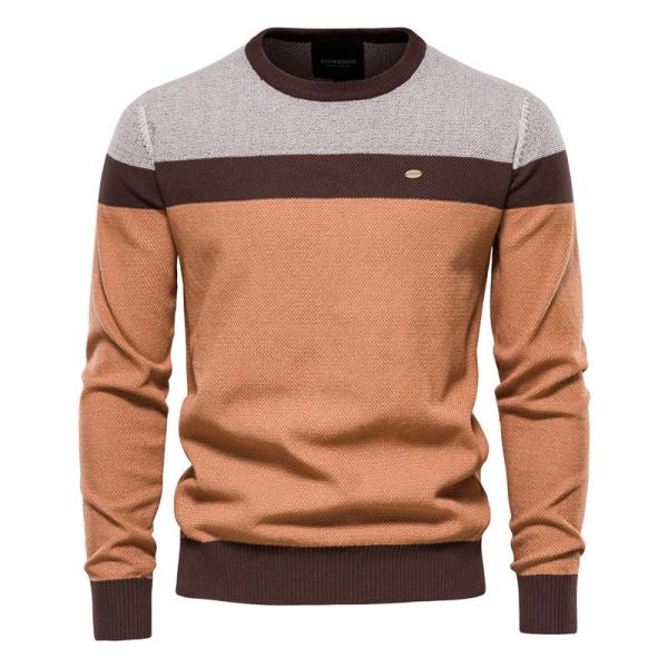 Spring Classic Fall and Spring Men's Knitwear Fashion Crew-Neck Knit Sweater Pullover