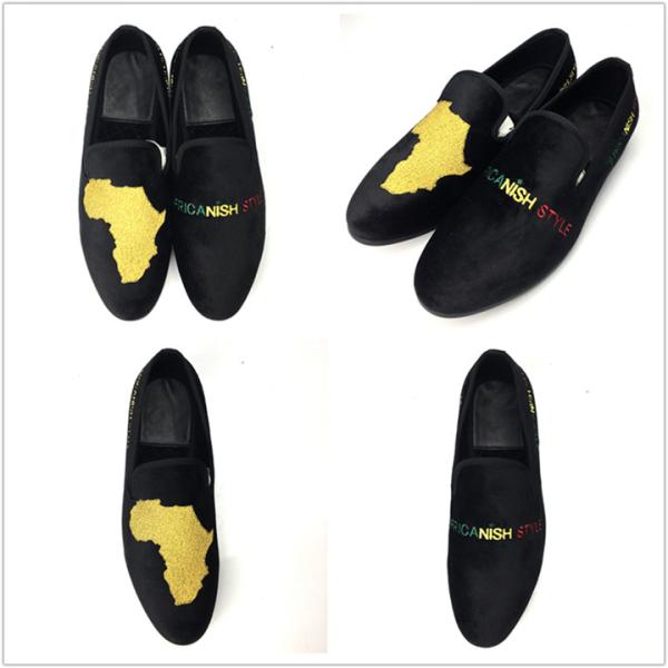 Wear Resistant Mens Velvet Loafers Casual Black Leather Loafer Shoes